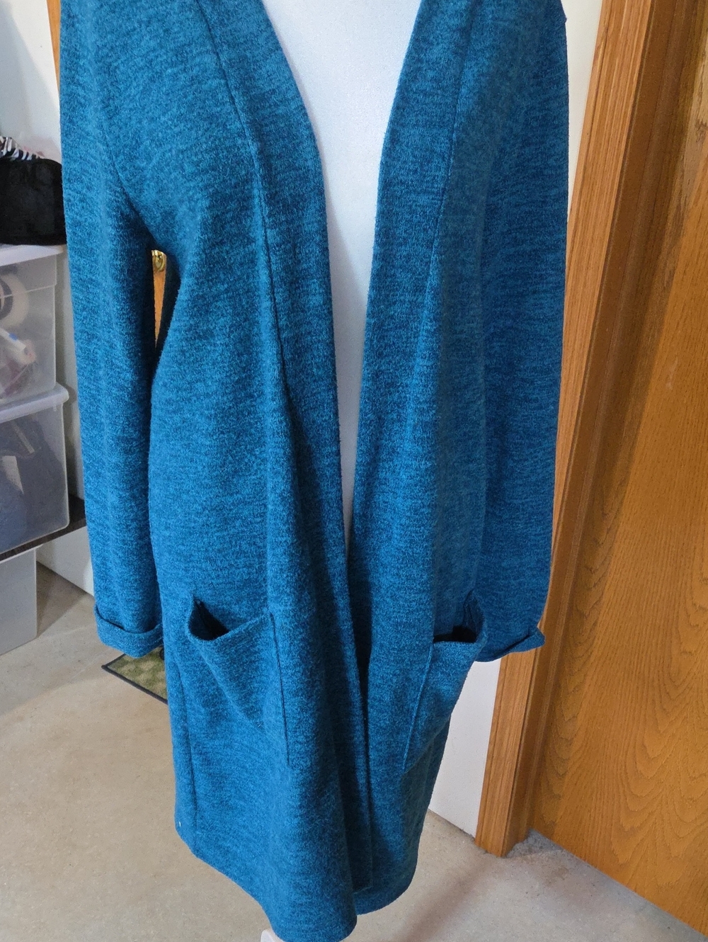 #11 Zenana Outfitters Teal Open-Front Long Cardigan with Pockets